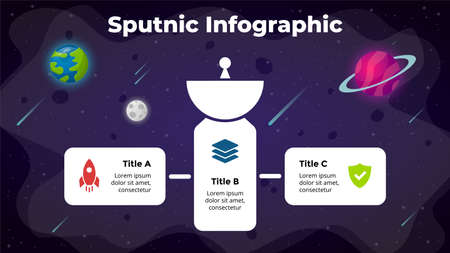 Satellite vector Infographic. Universe background. Space presentation slide template. Global network internet. GPS technology. Communication concept.のイラスト素材