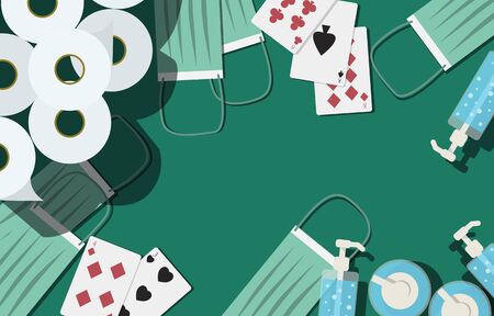 Mask, alcohol gel and tissue paper are the most important things in this crisis, it's valuable like money, it'a able to be bet down.のイラスト素材