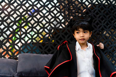 Portrait of asian little boy dress up for halloween party.の写真素材