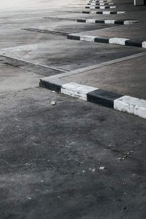 Empty parking lot at bus terminal stationの写真素材