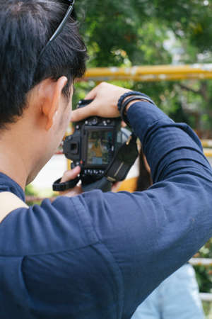 Cropped image of camera display while the cameraman working at the playground.の写真素材