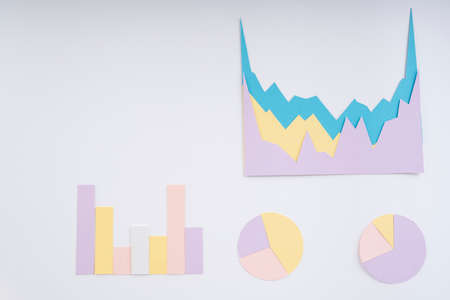 Many type of infographic diagram over white background. Top view.の写真素材