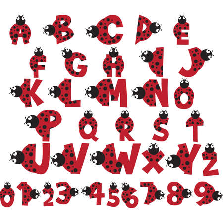Ladybug alphabet a-z numbers 0-9の素材 [FY310158307873] | ストック