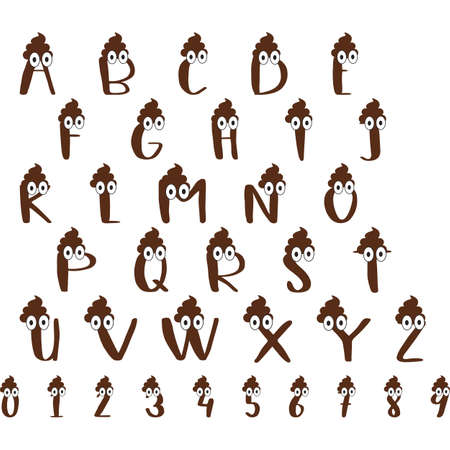 Poop alphabet a-z numbers 0-9のイラスト素材