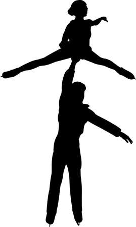 Ice Skating Couple 7 isolated vector silhouetteのイラスト素材