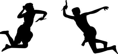 Kalaripayattu 4 isolated vector silhouetteのイラスト素材