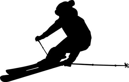 Skiing 7 isolated vector silhouetteのイラスト素材