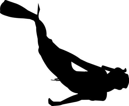 Snorkelling 9 isolated vector silhouetteのイラスト素材