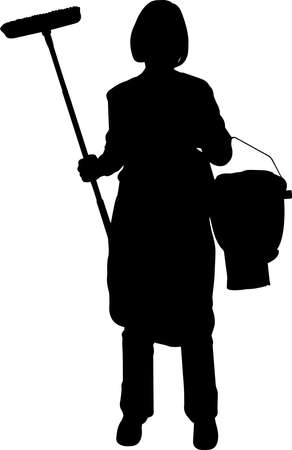 Cleaning Lady Silhouette Vectorのイラスト素材