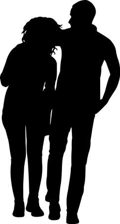 Couple Walking Silhouette Vectorのイラスト素材