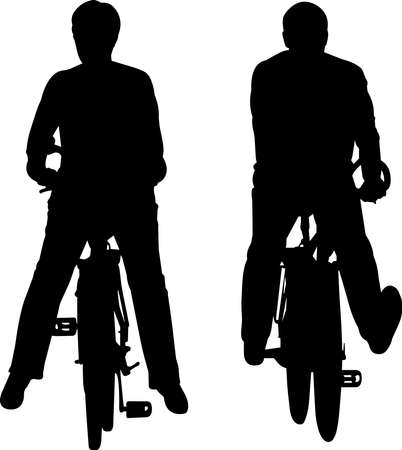 Couples Biking Silhouette Vectorのイラスト素材