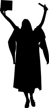 Woman Graduate Silhouette Vectorのイラスト素材