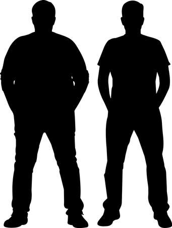 Weigtloss - Before and After Silhouette Vectorのイラスト素材