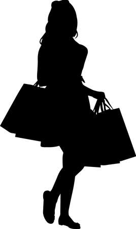Woman Shopping Silhouette Vectorのイラスト素材