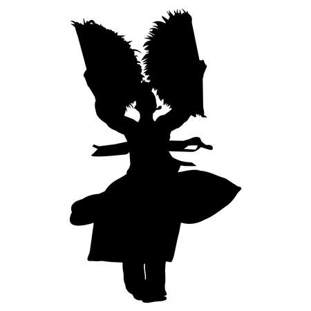 Korean Fan Dance Silhouette Vectorのイラスト素材