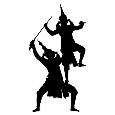 Thai Khon Dance Silhouette Vectorのイラスト素材