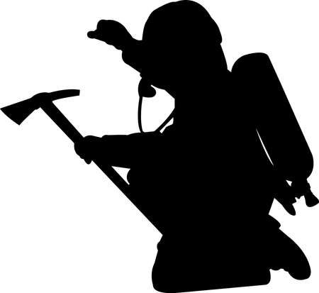 Fire Fighter Silhouette Vectorのイラスト素材