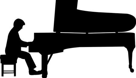Pianist Silhouette Vectorのイラスト素材
