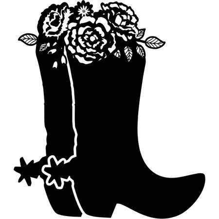 Floral Cowboy Boots Silhouette Vectorのイラスト素材