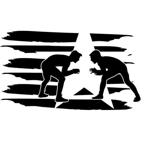 Wrestling  Men flag, American Flag, Fourth of July, 4th of July, Patriotic, Cricut Silhouette Cut File, Cutting fileのイラスト素材