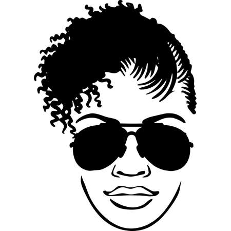 Afro Woman  with Short Cornrows and Dreadlocks, African American woman ,  Black Woman  , cricut cut files , black historyのイラスト素材