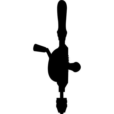 Isolated Woodworking Tool hand drill-manual Silhouette Vector Illustrationのイラスト素材