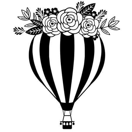 Floral hot air balloon Vector Designのイラスト素材