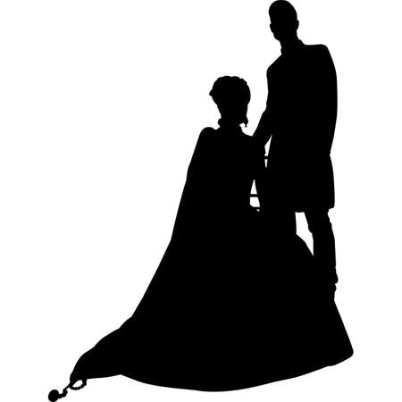 Indian Pakistani Wedding Couple Vector SIlhouetteのイラスト素材