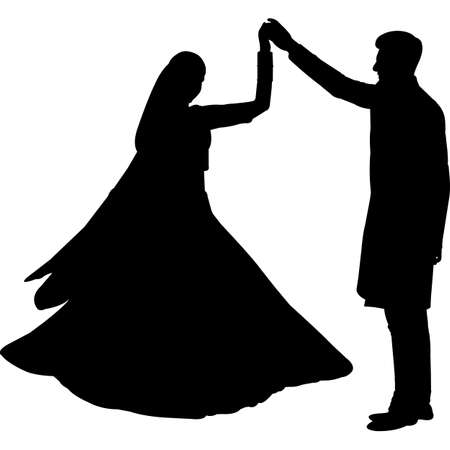 Indian Pakistani Wedding Couple Vector SIlhouetteのイラスト素材