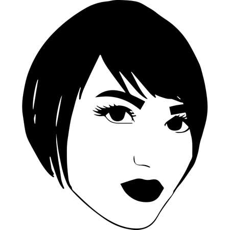 African American Woman Face with Hair - short side swept pixieのイラスト素材