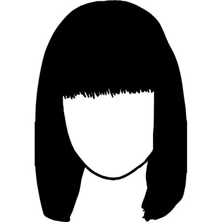 African American Woman Hair - Straight Bob Full Bangsのイラスト素材