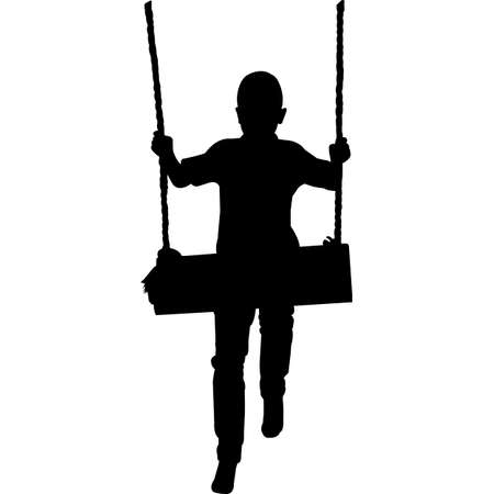 Kid on Swing Silhouette Vectorのイラスト素材