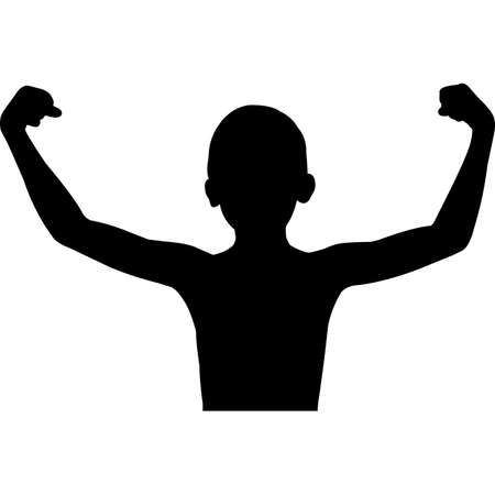 Kid Flexing Muscle Silhouette Vectorのイラスト素材