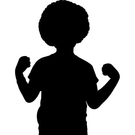 Kid Flexing Muscle Silhouette Vectorのイラスト素材
