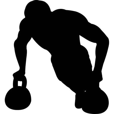 Workout with Kettlebell Silhouette Vectorのイラスト素材