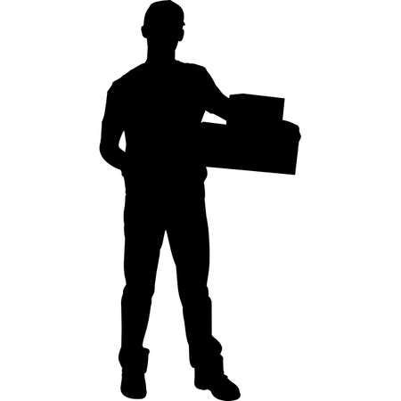 Courier Delivery Silhouette Vectorのイラスト素材