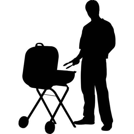 Man Grilling Silhouette Vectorのイラスト素材