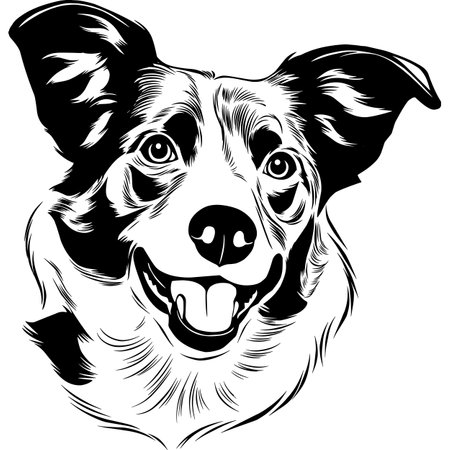 Border Collie Dog Head Potrait Vector on a White Backgroundのイラスト素材