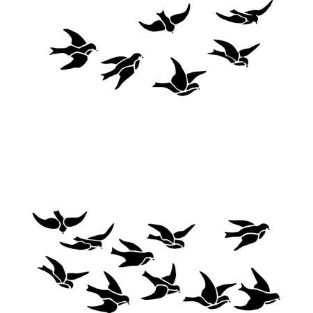 Bird Flying Stencil Vectorのイラスト素材