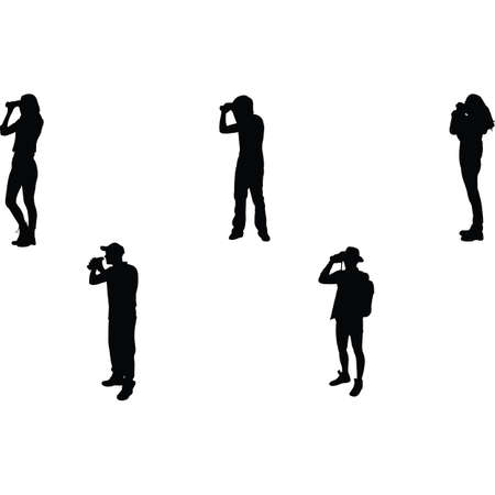 Bird Watching Silhouette Vectorのイラスト素材