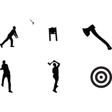 Axe Throwing Silhouette Vectorのイラスト素材