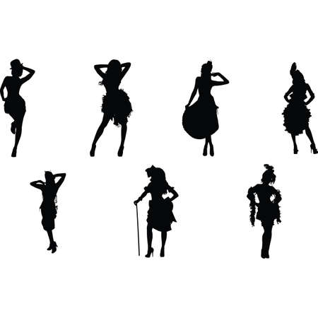 Burlesque Silhouette Vectorのイラスト素材
