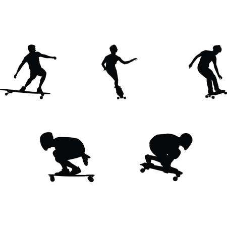 Longboarding Silhouette Vectorのイラスト素材