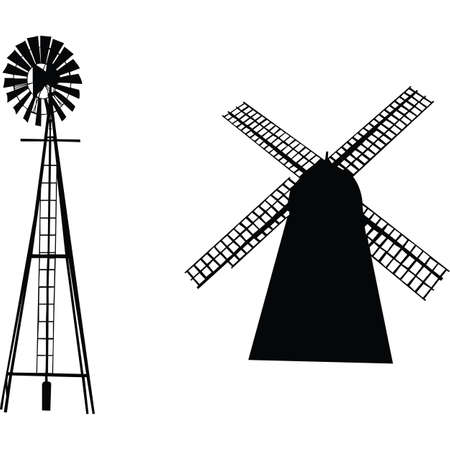 Vintage Windmill Silhouette Vectorのイラスト素材