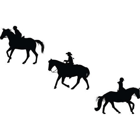 Kids Equestrian Silhouette Vectorのイラスト素材