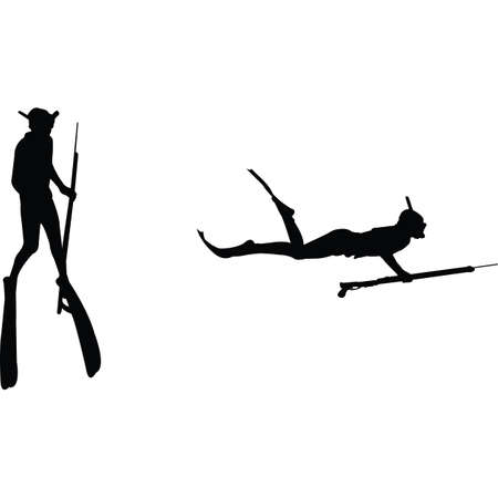Spearfishing Silhouette Vectorのイラスト素材