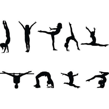 Kids Gymnastics Silhouette Vectorのイラスト素材