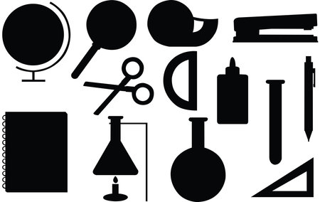 School Supplies Eps Vector,  Silhouette, Logo, School Supplies  Eps Vector Cut Files for Cricut Design, School Supplies  Digital Commercial Clipart -のイラスト素材