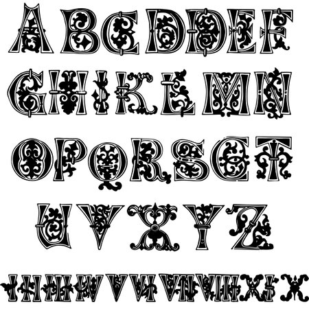 11th Century, And Aumerals alphabets - ABC lettersのイラスト素材