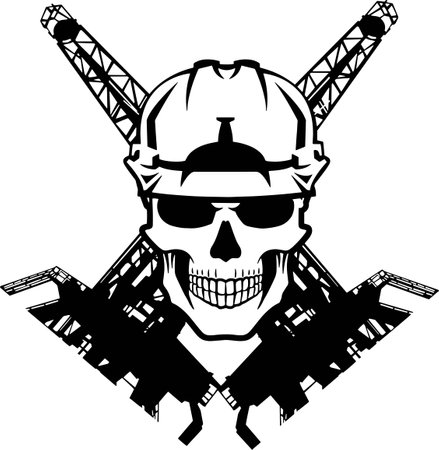 Oilfield Rigger Skull with Hard Hat Vector File,Roughneck Vector,Fracking Rigging Vector,Commercial-Personal Use,Cricut,Silhouette Cameo,Vinyl Decalのイラスト素材